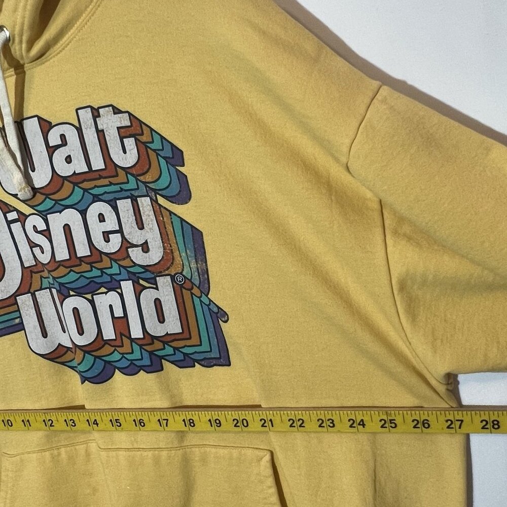 Walt Disney World Retro Hoodie Adult 2XL Yellow Sweatshirt Vintage Style Pocket - Picture 4 of 11